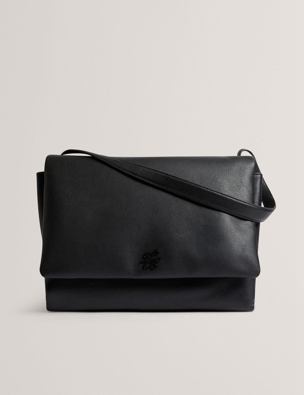 Black Ted Baker MARGOU - Padded Leather Large Fold Over Women Shoulder Bags | Ireland  9167-CHUOZ