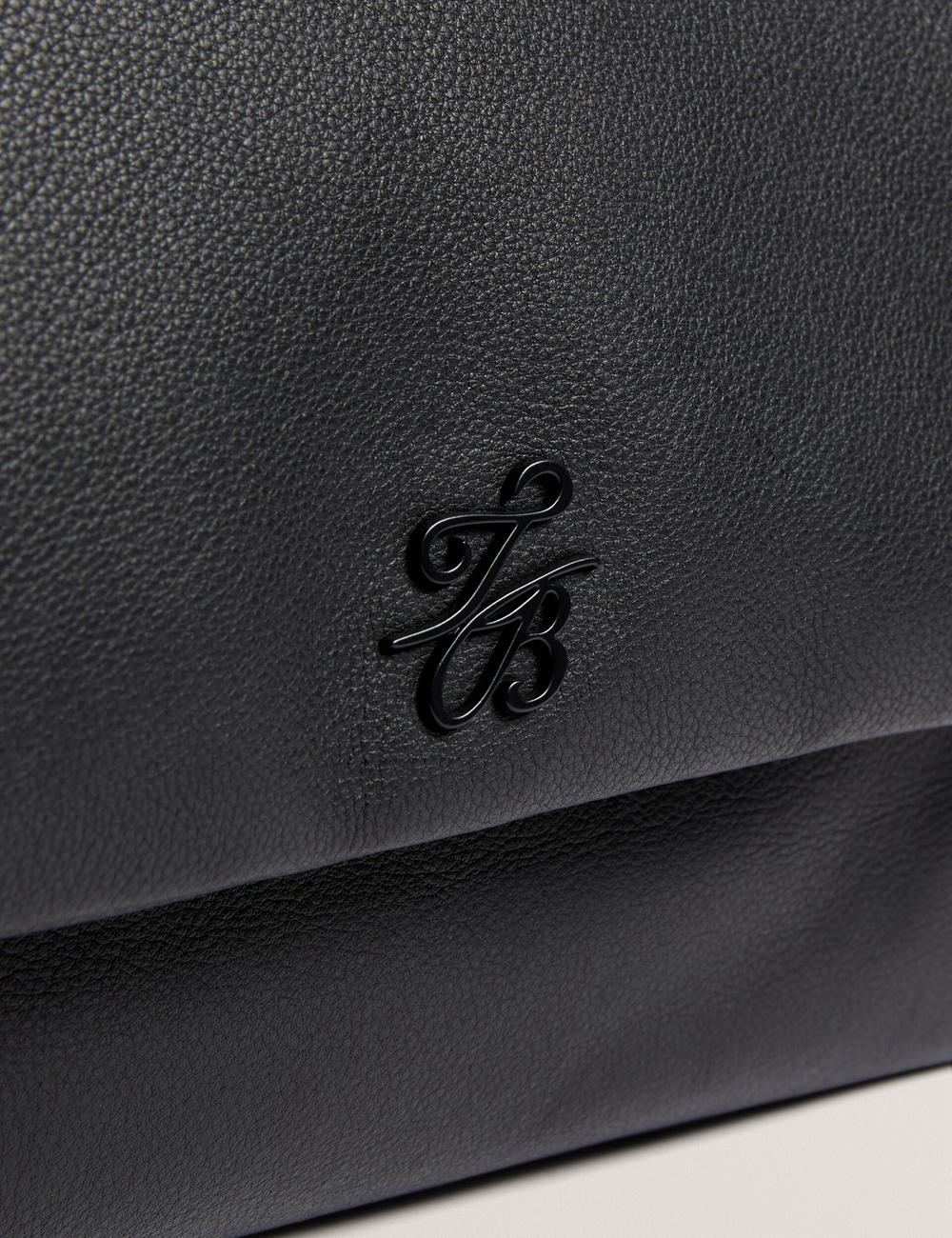 Black Ted Baker MARGOU - Padded Leather Large Fold Over Women Shoulder Bags | Ireland  9167-CHUOZ