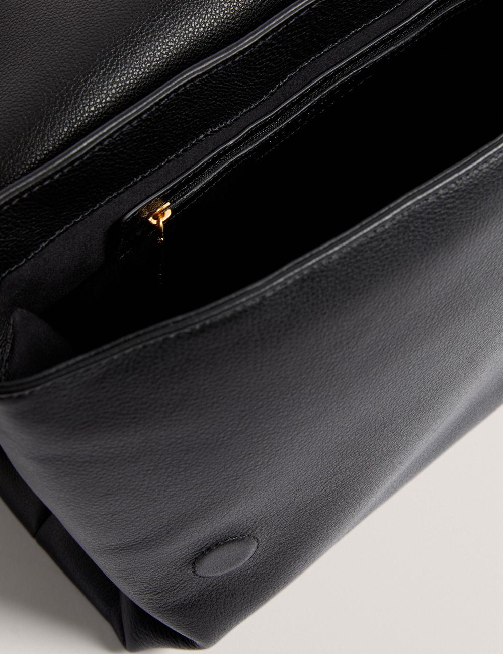 Black Ted Baker MARGOU - Padded Leather Large Fold Over Women Shoulder Bags | Ireland  9167-CHUOZ