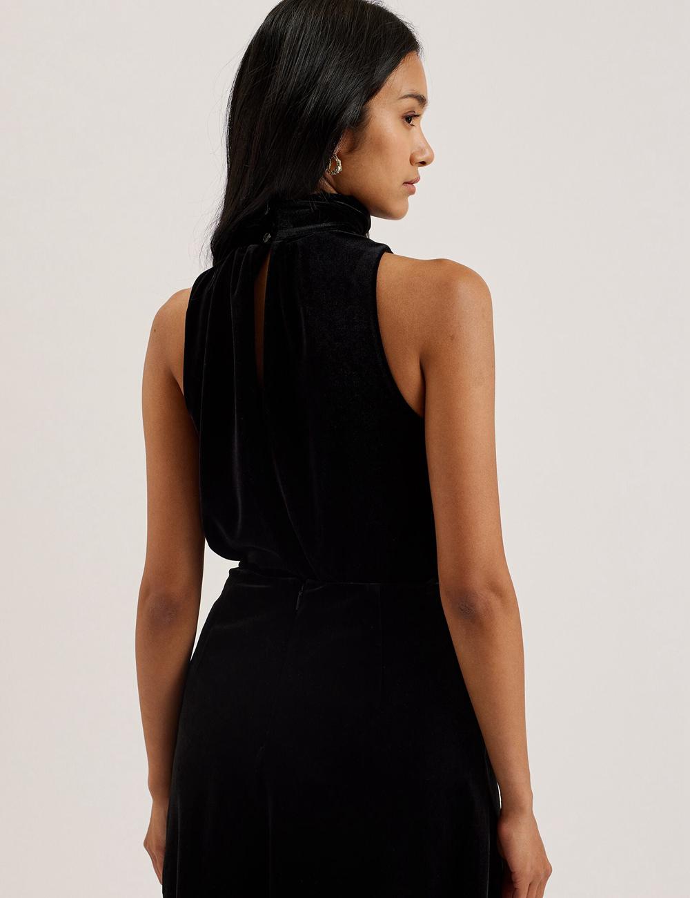 Black Ted Baker NALIAS - Velvet High Cowl Neck Sleeveless Women Tank Tops | Ireland  8921-MXERY