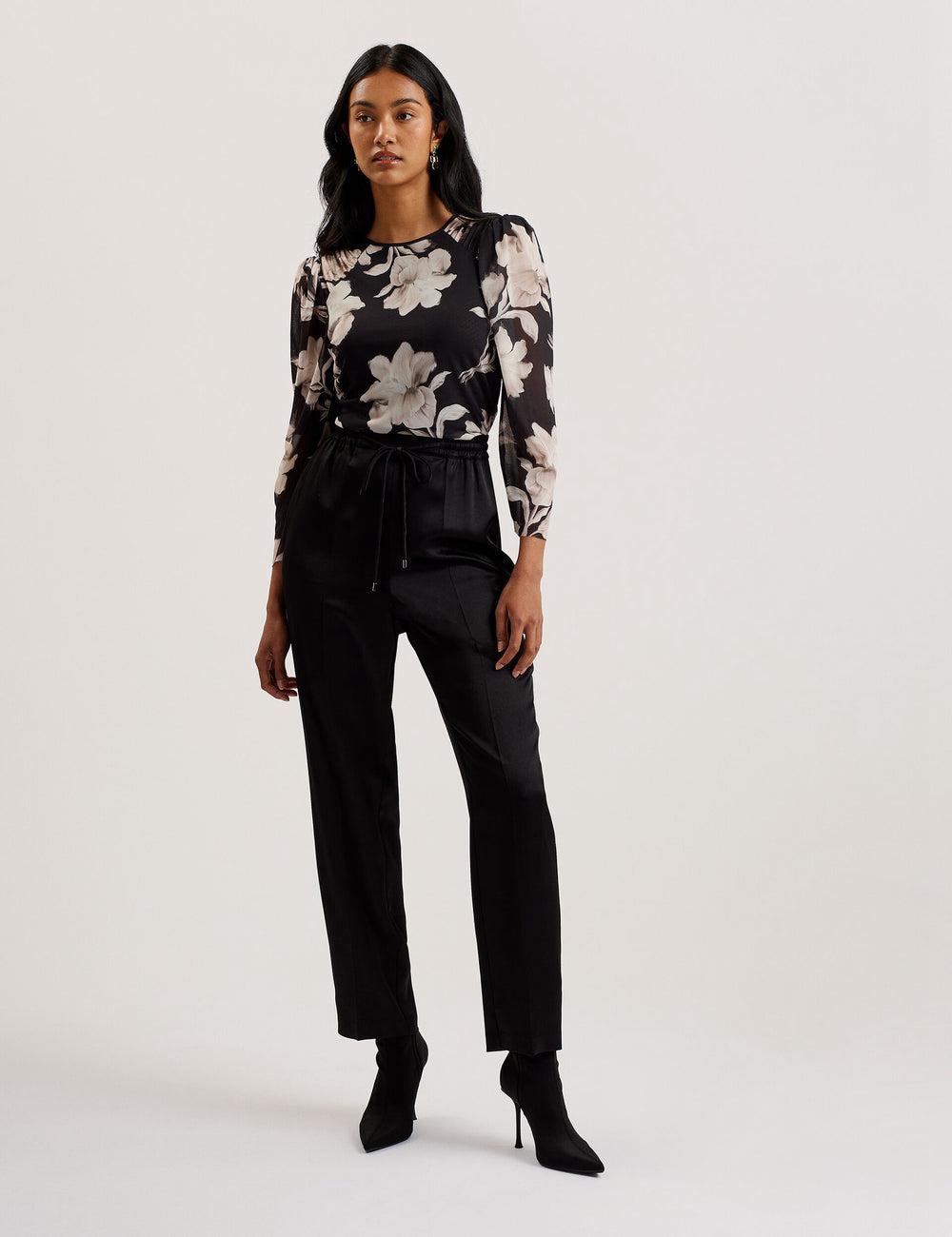 Black Ted Baker NATORI - Satin Elasticated Waist Tapered Women Joggers | Ireland  9283-ZONUT