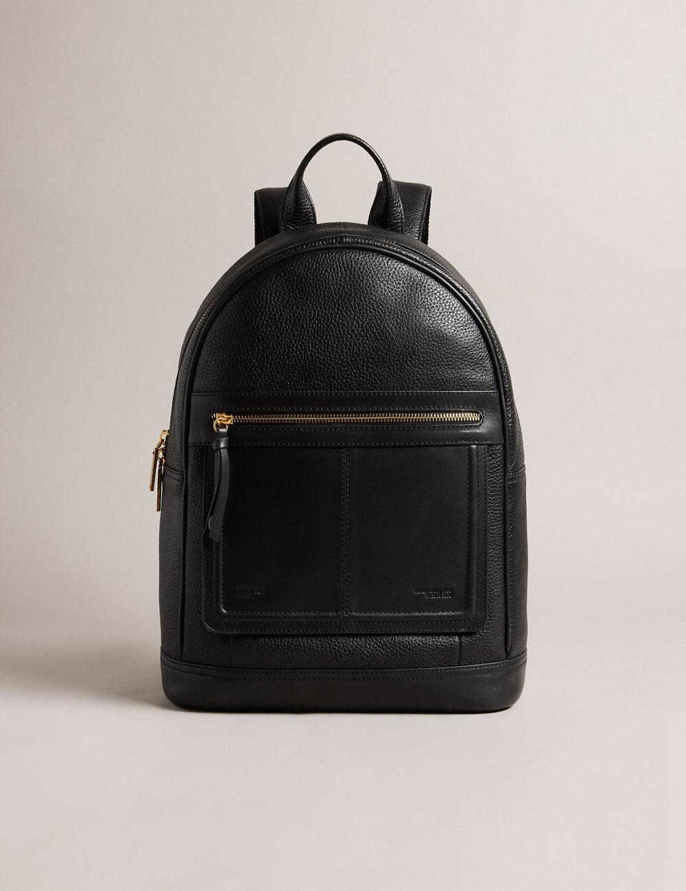 Black Ted Baker NISHAY - Leather Zip Pocket Laptop Women Backpacks | Ireland  0865-ILTUV