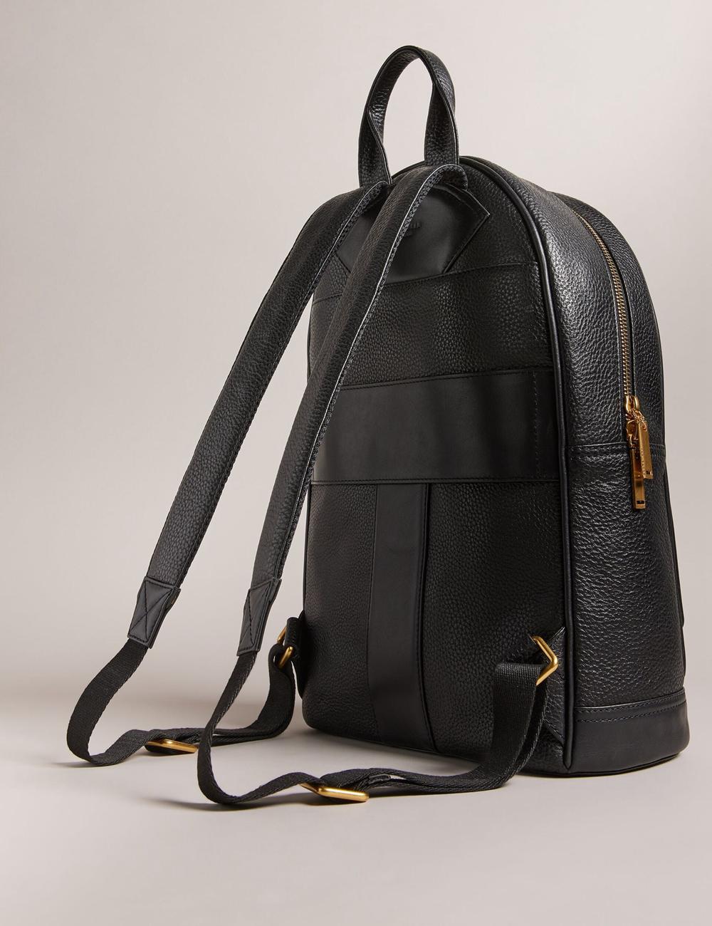 Black Ted Baker NISHAY - Leather Zip Pocket Laptop Women Backpacks | Ireland  0865-ILTUV