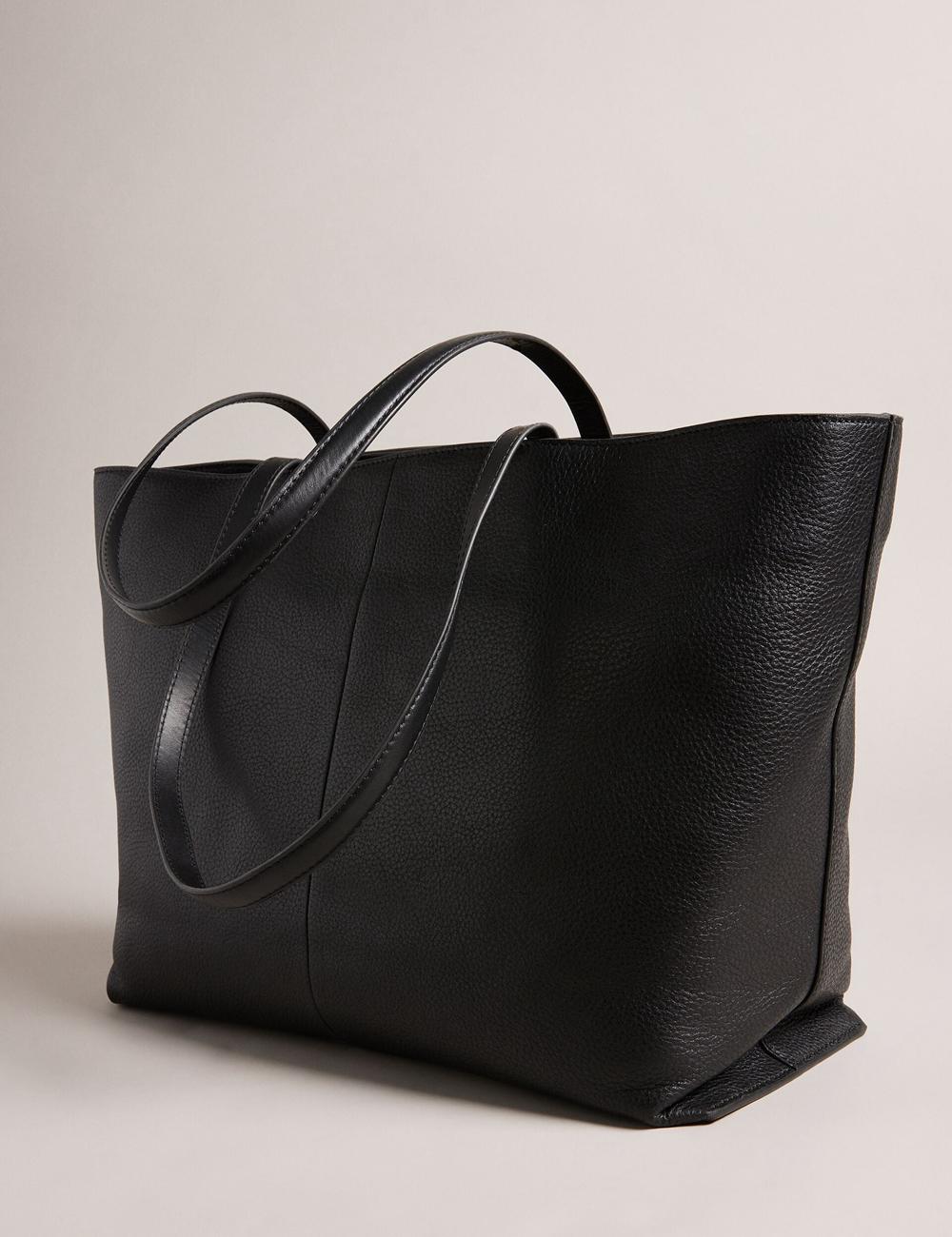 Black Ted Baker NISH - Wide Leather Shopper With Zip Pocket Women Shopper Bags | Ireland  6273-IRWJU