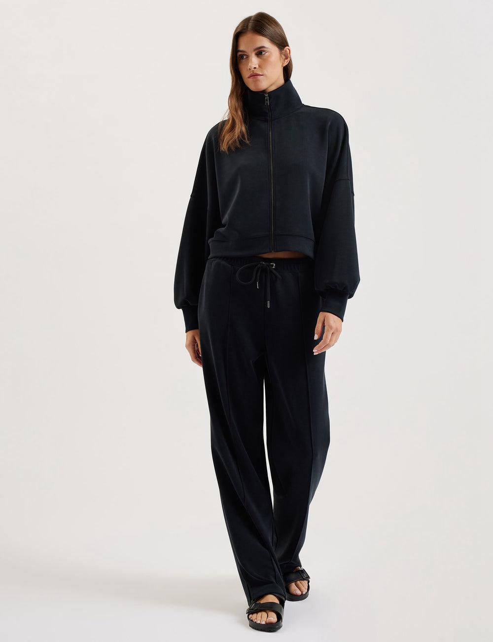 Black Ted Baker NOWELLL - Straight Leg Joggers With Split Hem Women Joggers | Ireland  0314-RTAIX