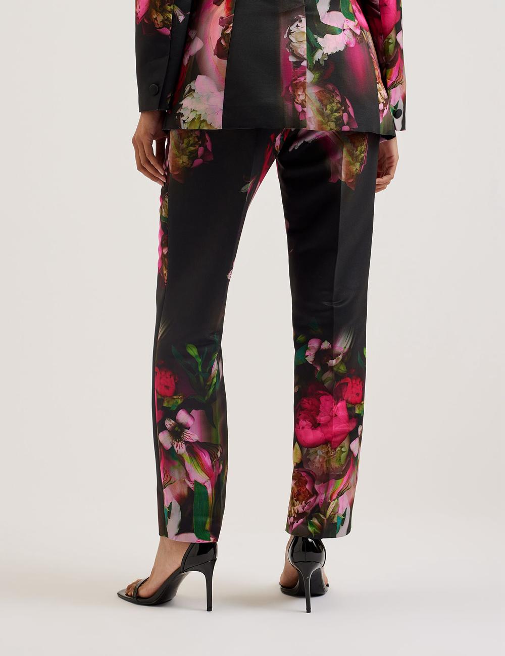 Black Ted Baker OKUNIT - Tapered Leg Floral Print Tailored Women Trousers | Ireland  3674-QCDLG