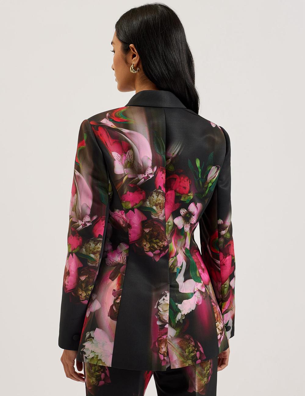 Black Ted Baker OKUNI - Fitted Floral Print Tailored Women Blazers | Ireland  2680-PJADB