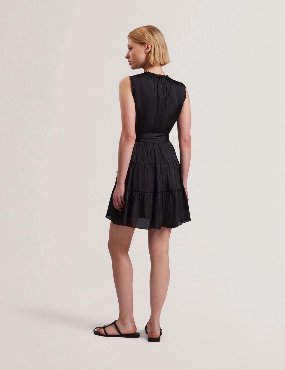 Black Ted Baker OTIANA - Sleeveless Waistred Women Mini Dresses | Ireland  7450-WSCDK