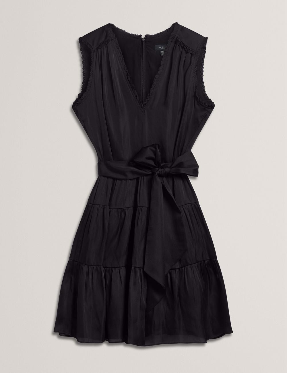 Black Ted Baker OTIANA - Sleeveless Waistred Women Mini Dresses | Ireland  7450-WSCDK