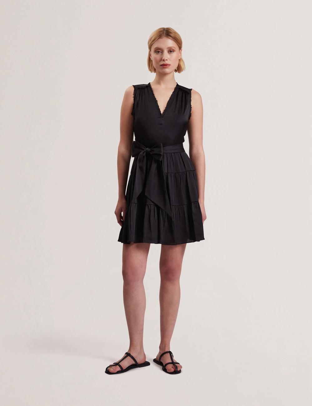 Black Ted Baker OTIANA - Sleeveless Waistred Women Mini Dresses | Ireland  7450-WSCDK