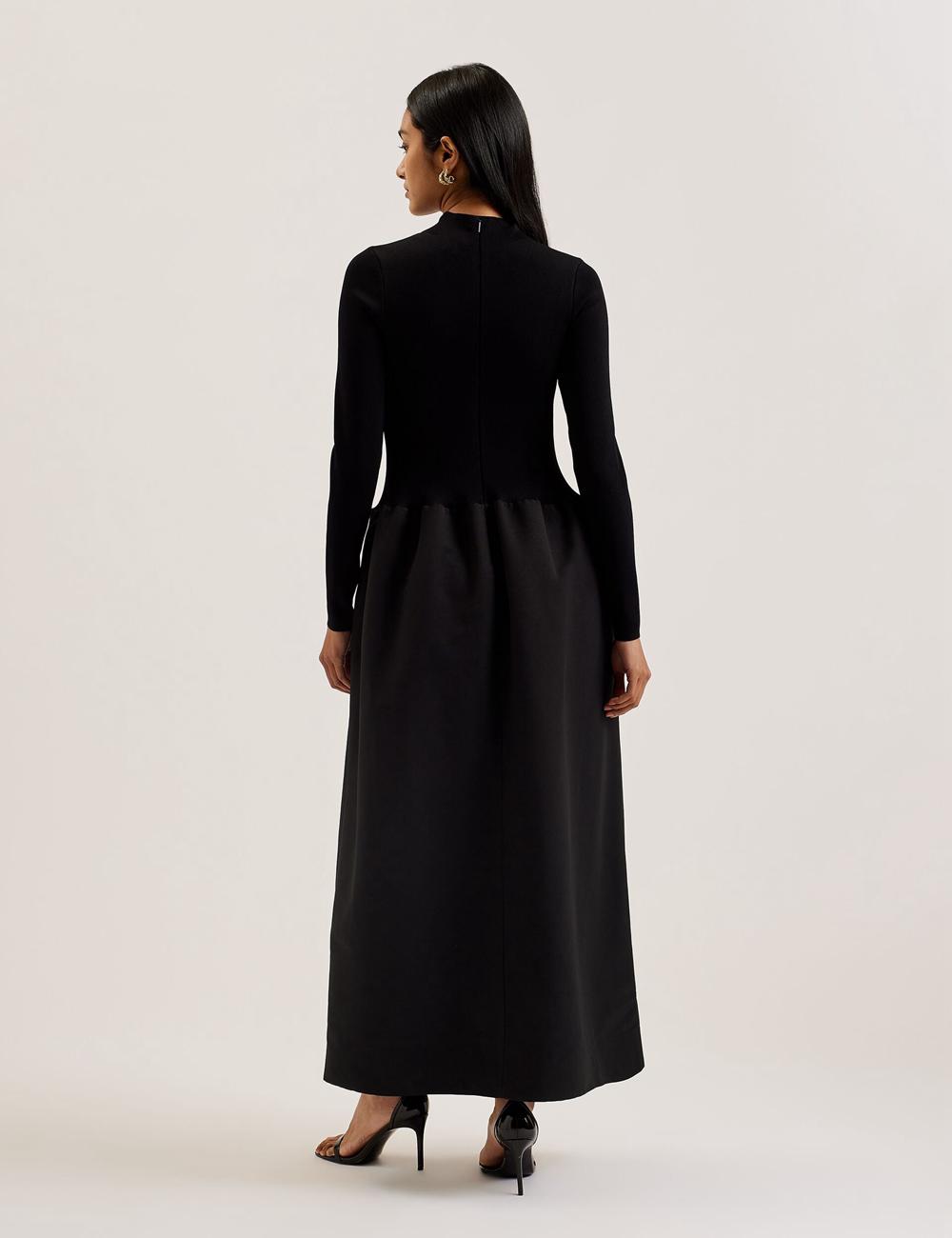 Black Ted Baker PYLIA - Structured With Knitted Bodice Women Maxi Dresses | Ireland  5473-DSFCO