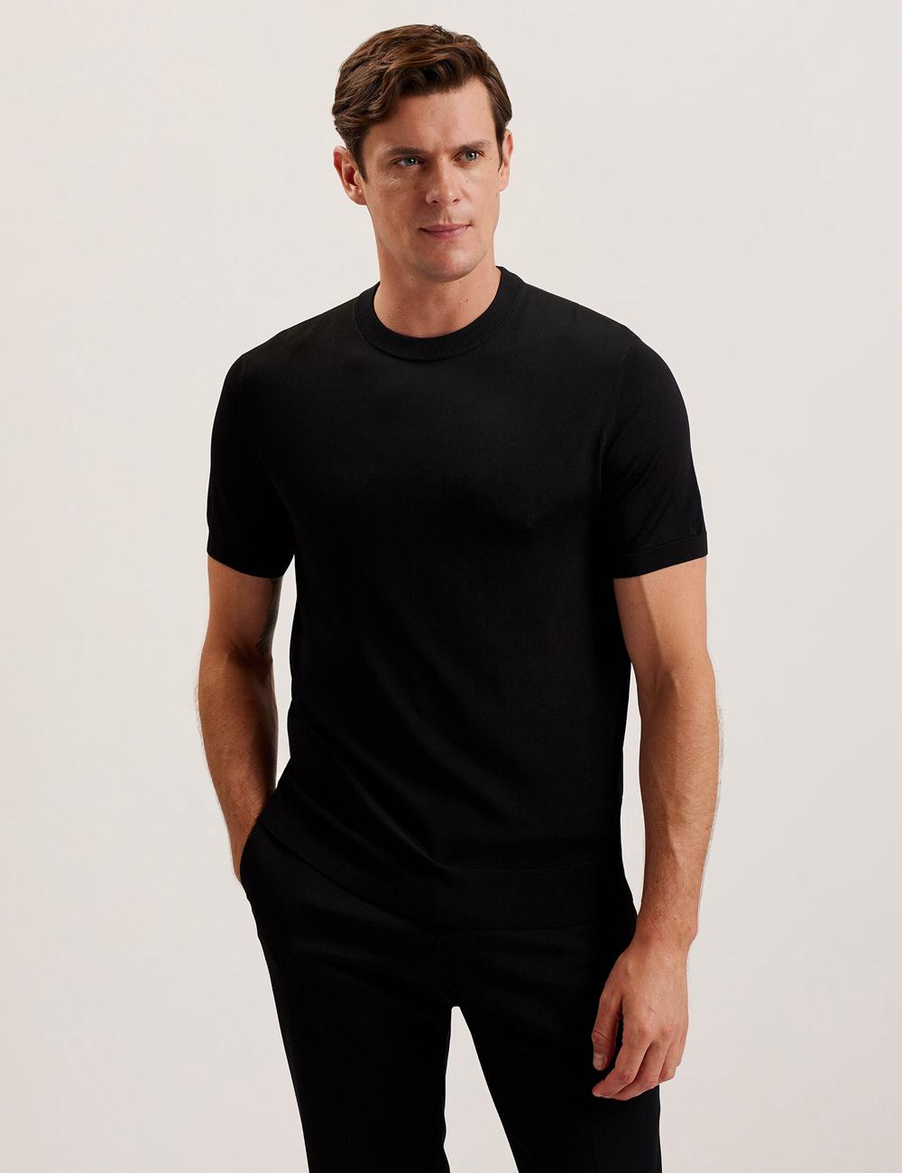 Black Ted Baker REYON - Rayon Crew Neck Short Sleeve Men T-Shirts | Ireland  7895-XVINW