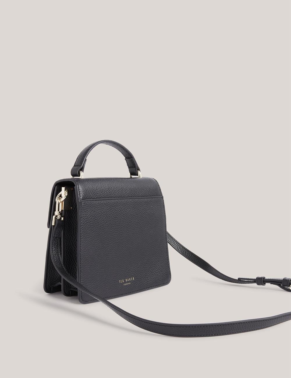 Black Ted Baker ROSELII - Small Top Handle Bar Detail Leather Women Crossbody Bags | Ireland  8750-EDMGT