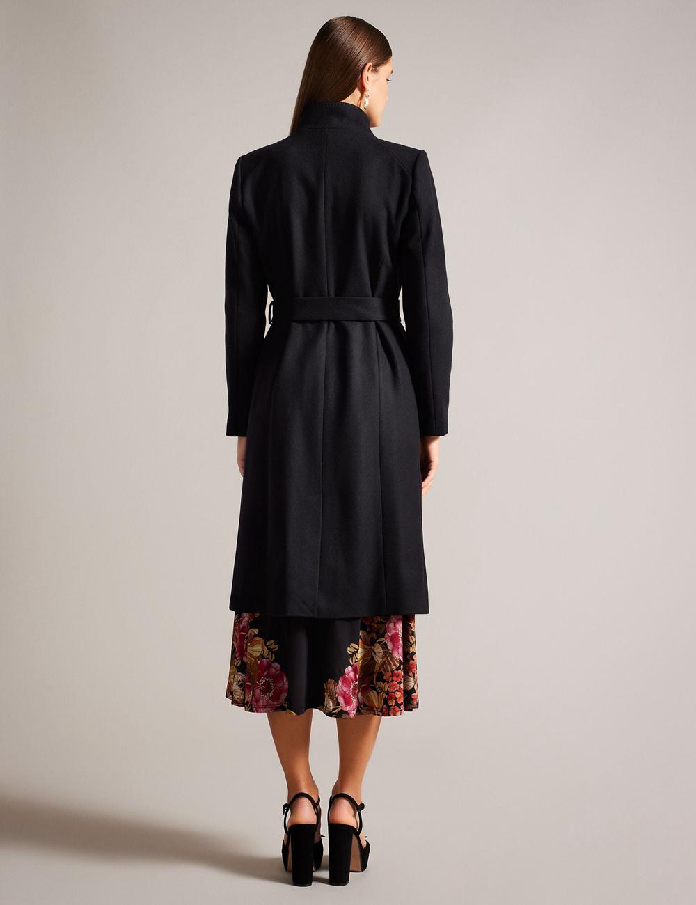 Black Ted Baker ROSE - Midi Length Belted Wool Wrap Coat Women Jackets | Ireland  6871-JCUVO