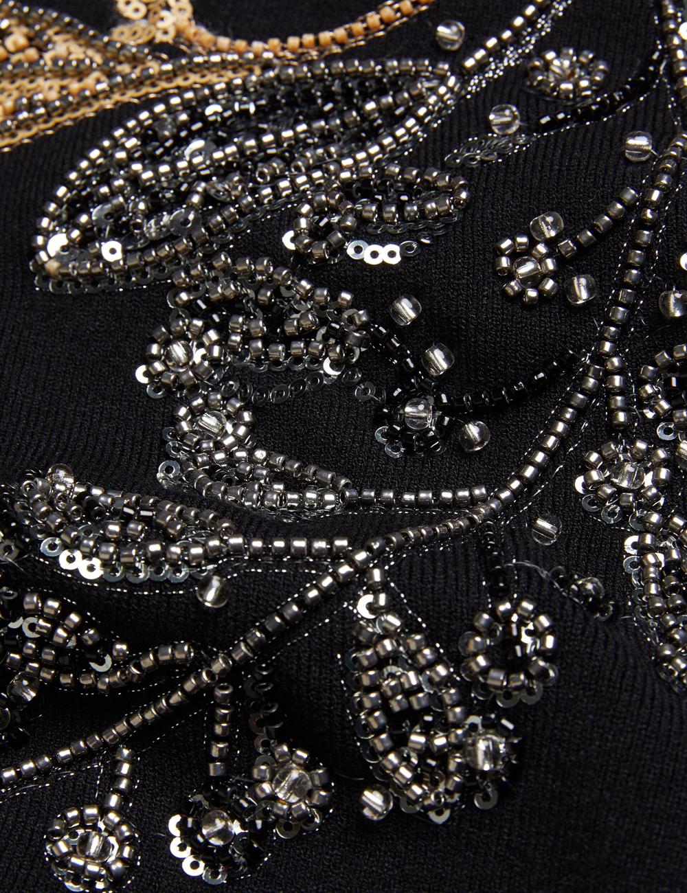 Black Ted Baker ROSMRRY - Embellished Floral Detail Knitted Women Jumpers | Ireland  9321-XMNOR