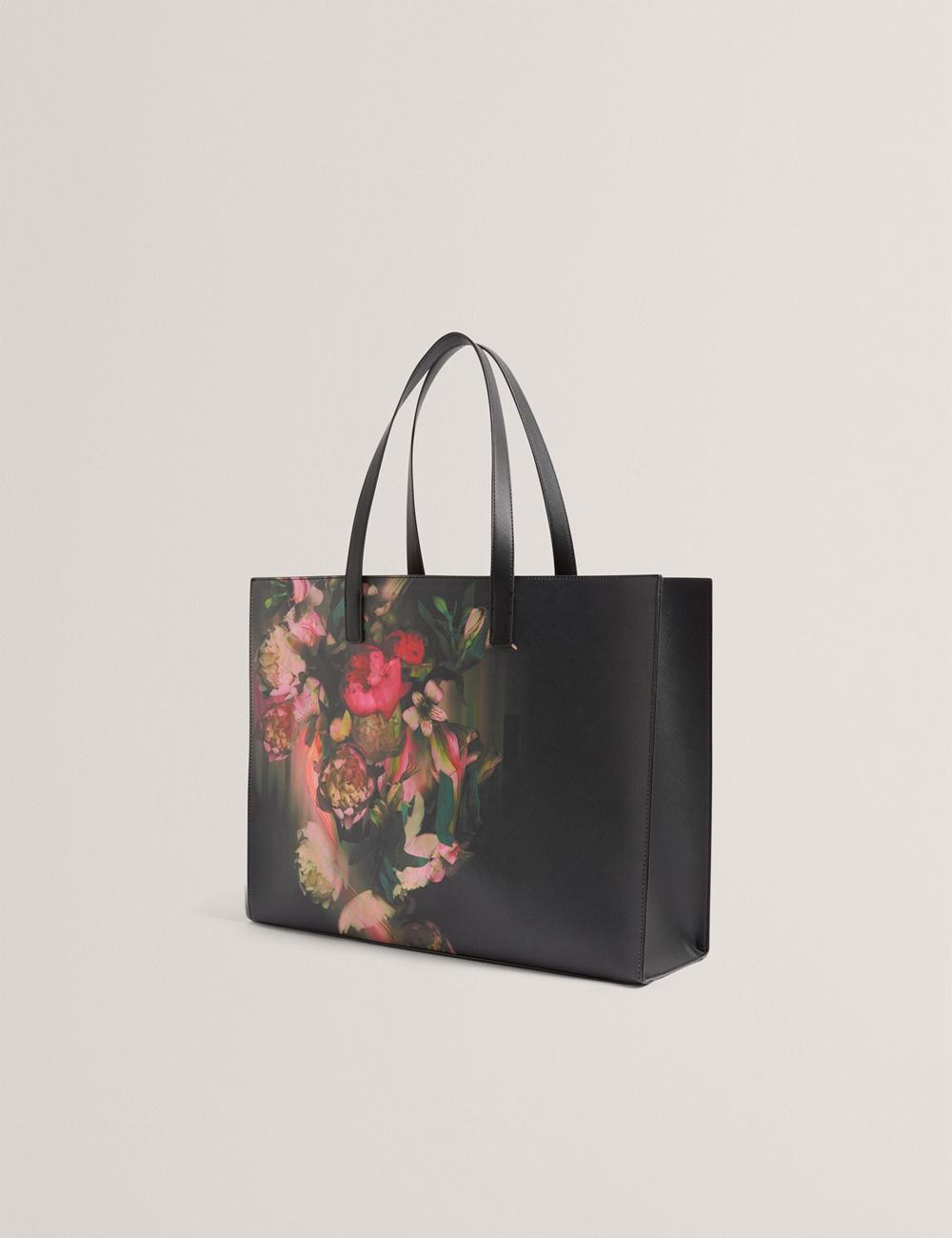 Black Ted Baker SALIINA - Floral Print Wide Icon Women Tote Bags | Ireland  2865-FQMPU