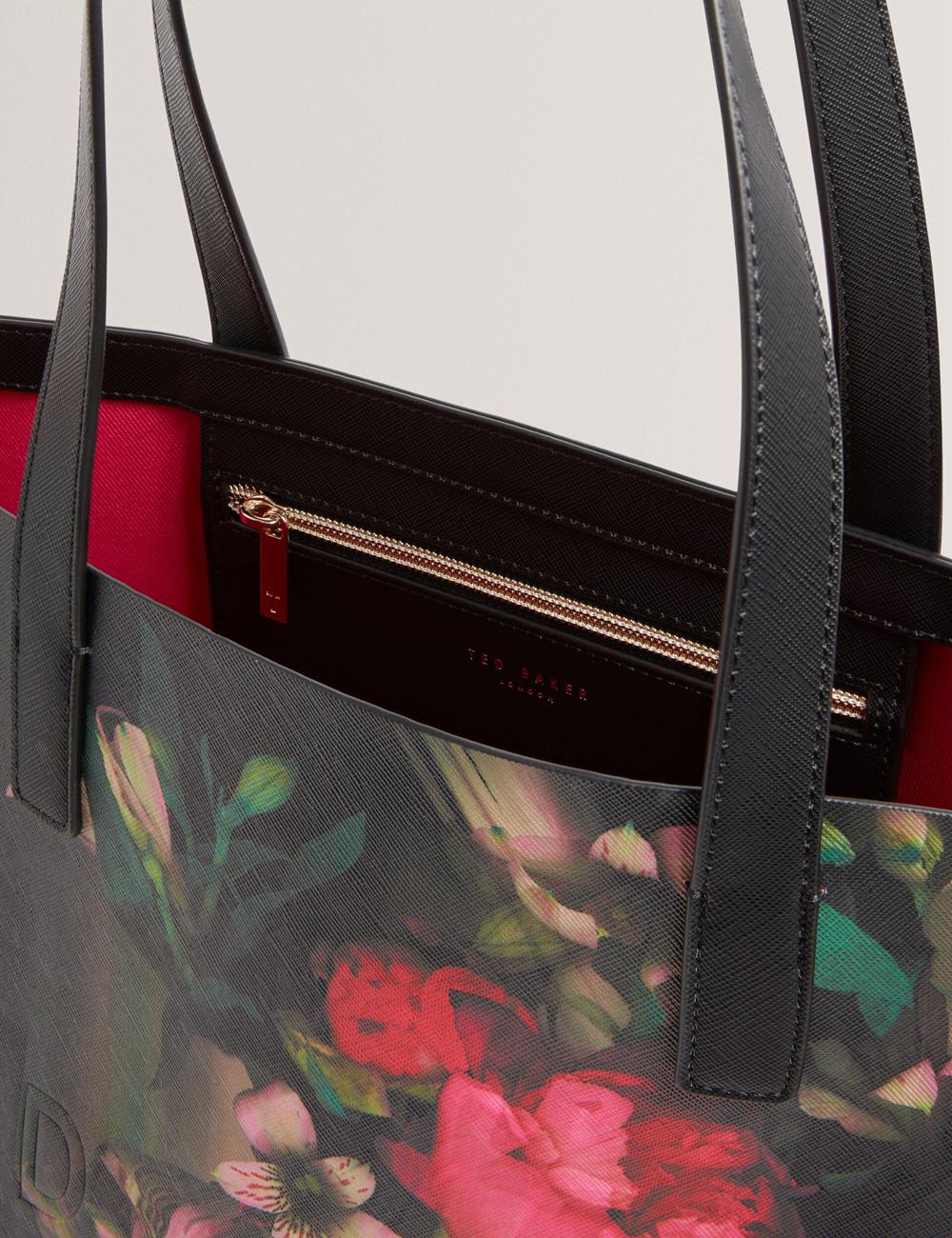 Black Ted Baker SALIINA - Floral Print Wide Icon Women Tote Bags | Ireland  2865-FQMPU