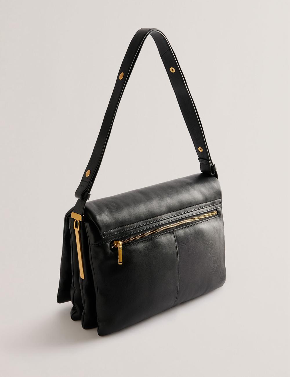 Black Ted Baker SAMILLA - Large Puffy Leather With Lock Women Shoulder Bags | Ireland  4921-NGRST