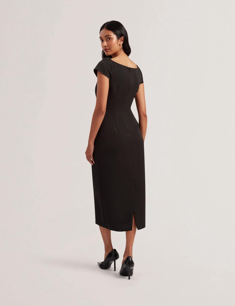 Black Ted Baker SASSARI - Tailored Cap Sleeve Column Women Midi Dresses | Ireland  8649-ZSUGD