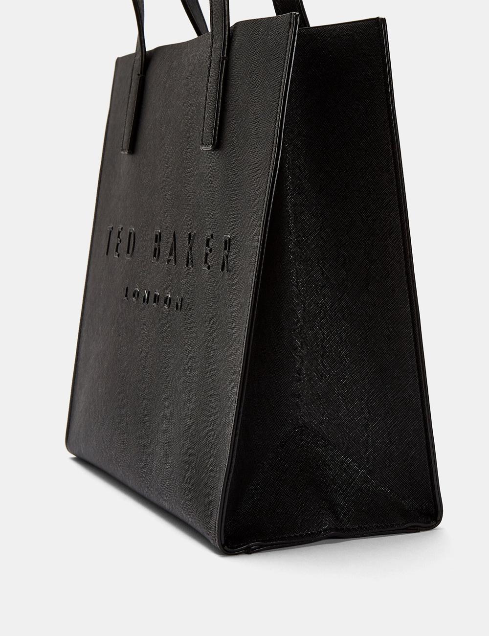 Black Ted Baker SEACON - Textured Faux Leather Small Icon Women Tote Bags | Ireland  6157-WUFLO