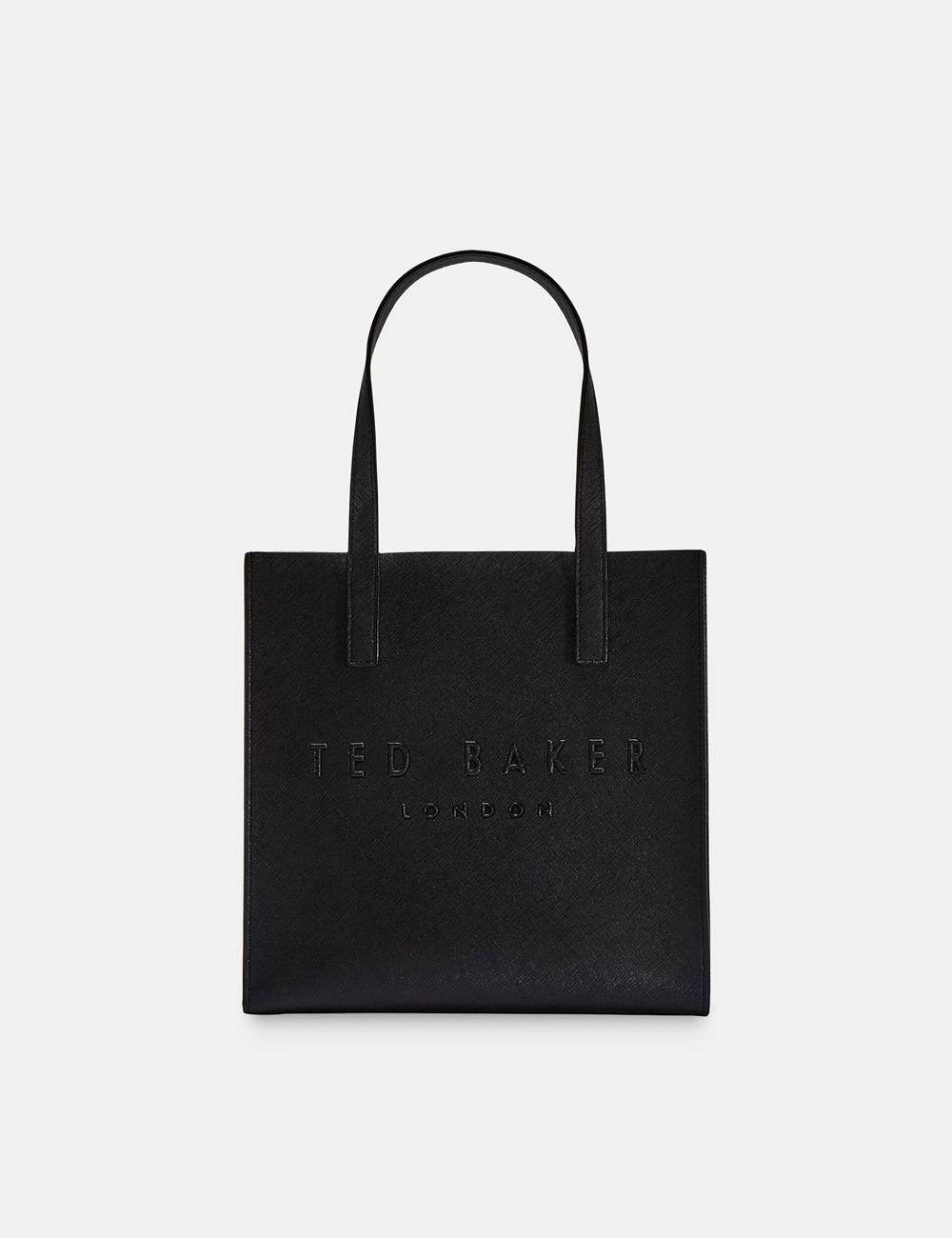 Black Ted Baker SEACON - Textured Faux Leather Small Icon Women Tote Bags | Ireland  6157-WUFLO