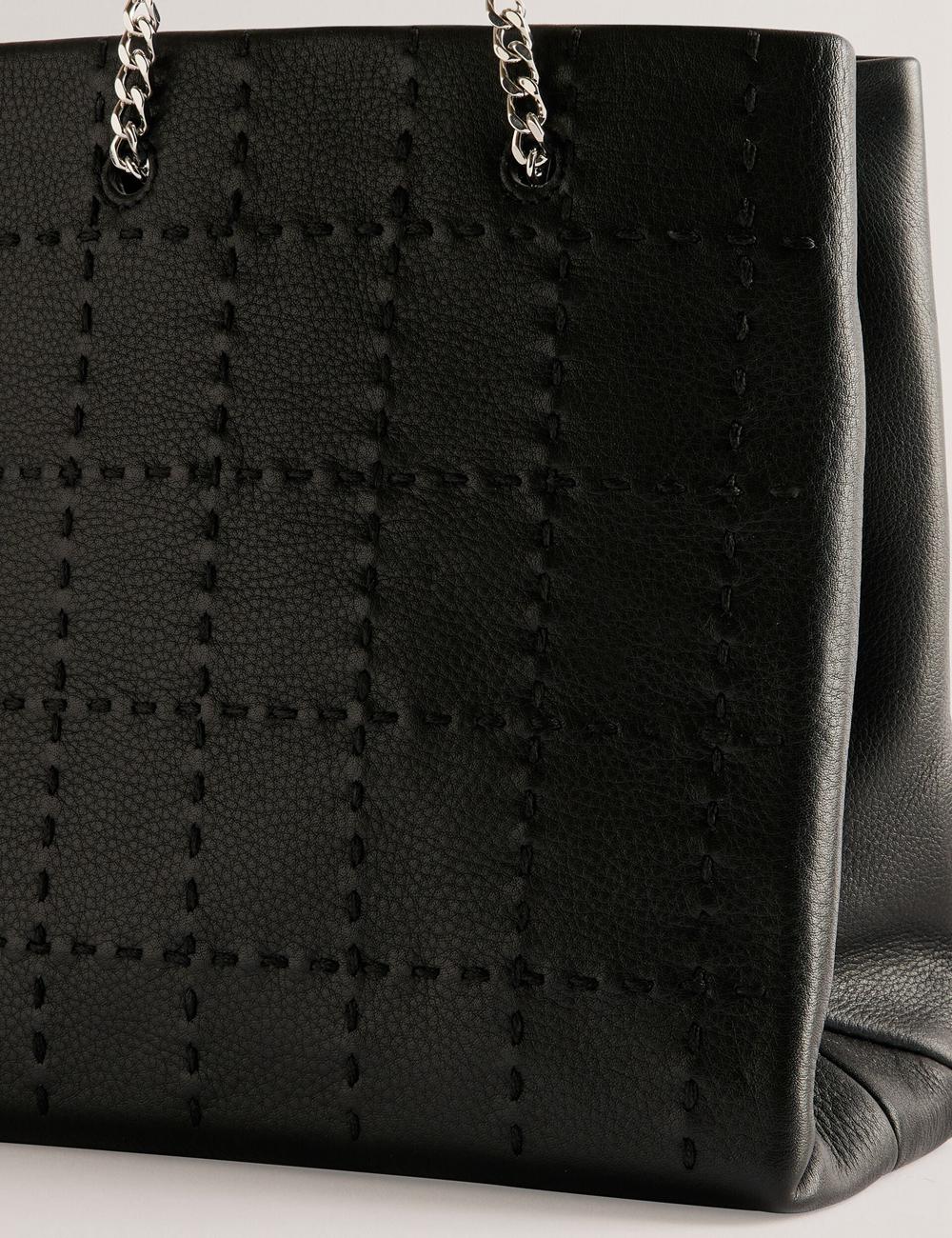 Black Ted Baker STALIA - Stitch Detail Leather Small Women Tote Bags | Ireland  7246-ZTKQC