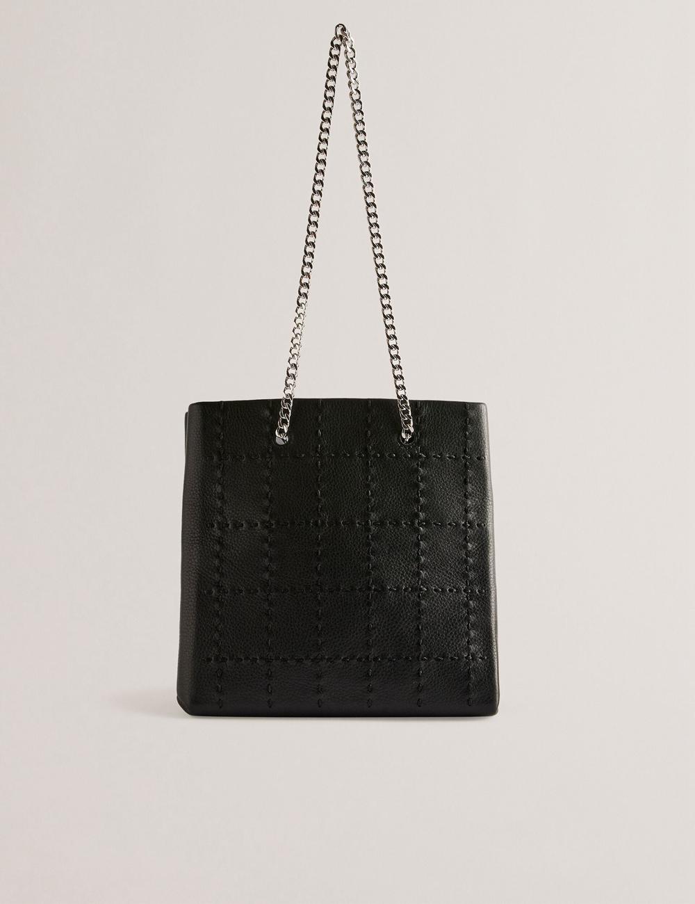 Black Ted Baker STALIA - Stitch Detail Leather Small Women Tote Bags | Ireland  7246-ZTKQC