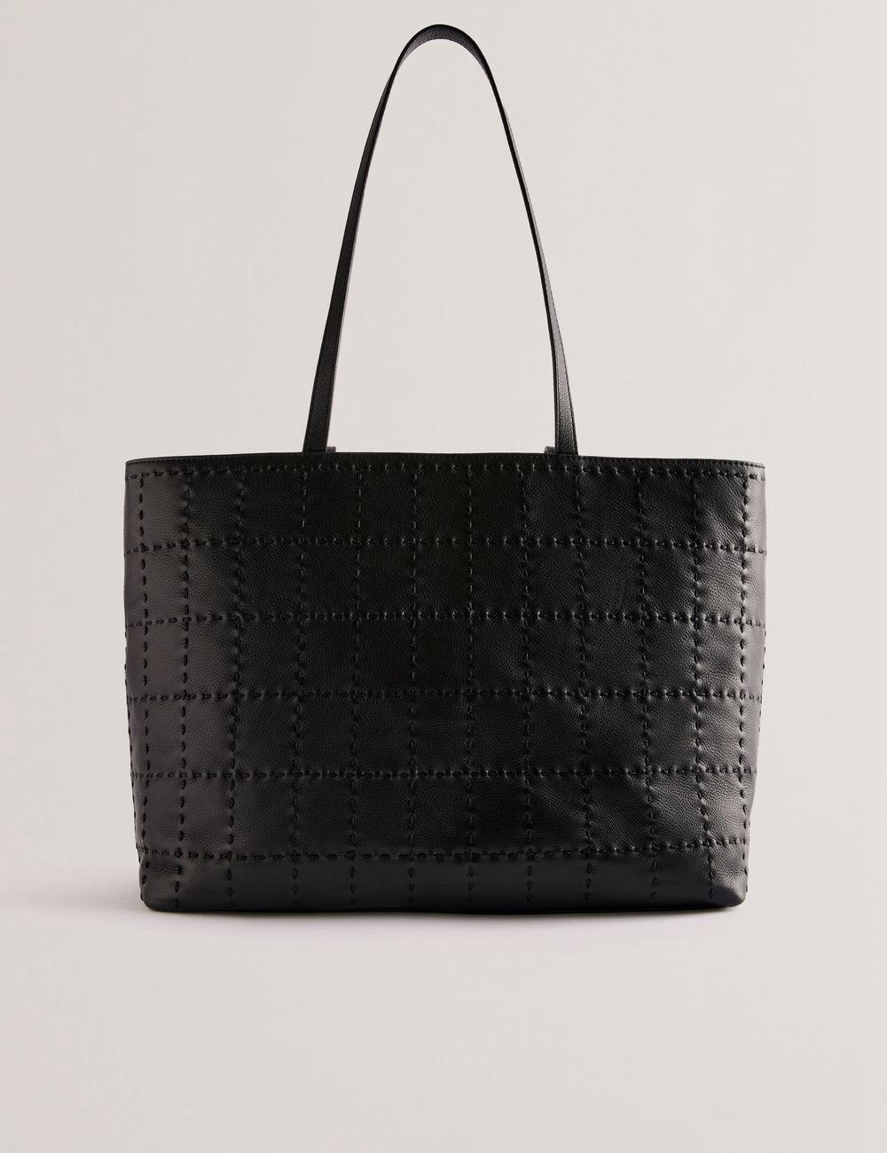 Black Ted Baker STALIE - Stitch Detail Leather Large Shopper Women Shopper Bags | Ireland  2795-EBAIZ