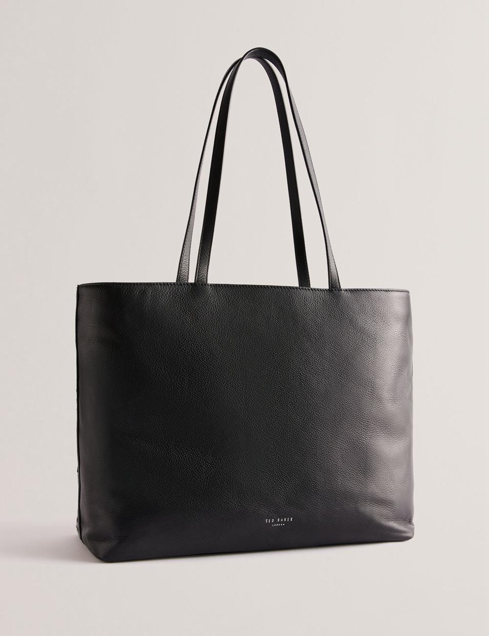 Black Ted Baker STALIE - Stitch Detail Leather Large Shopper Women Shopper Bags | Ireland  2795-EBAIZ