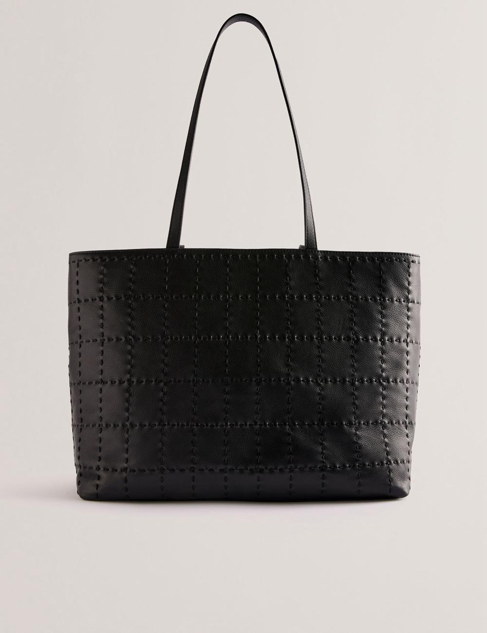 Black Ted Baker STALIE - Stitch Detail Leather Large Shopper Women Shopper Bags | Ireland  2795-EBAIZ