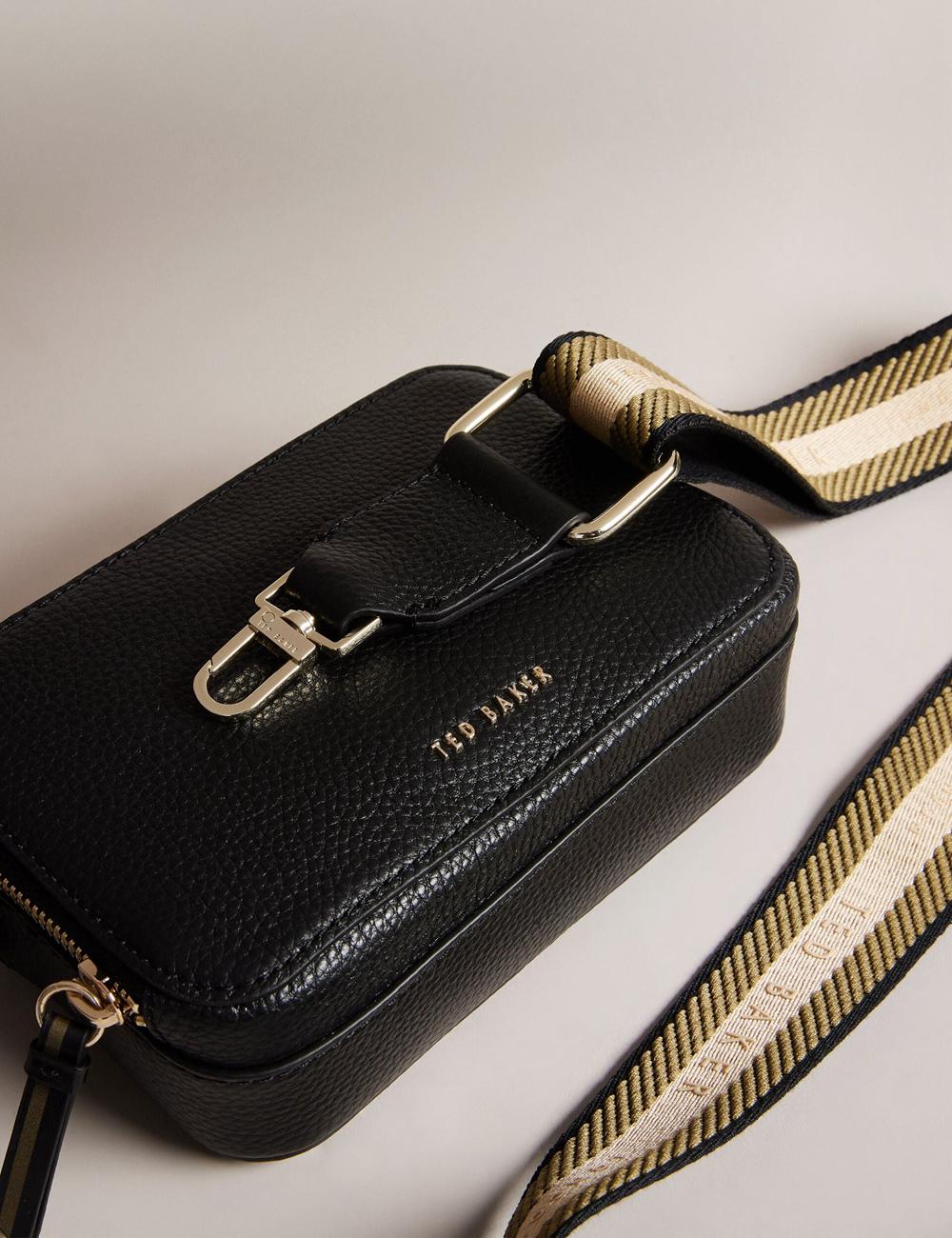 Black Ted Baker STUNNA - Mini Leather Crossbody Camera Women Camera Bag | Ireland  8016-ZKPYI