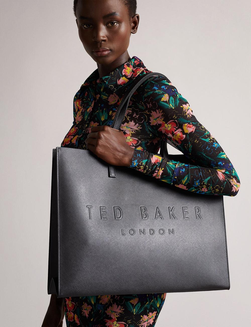 Black Ted Baker SUKICON - Textured Faux Leather Icon Women Tote Bags | Ireland  8610-UVPQL