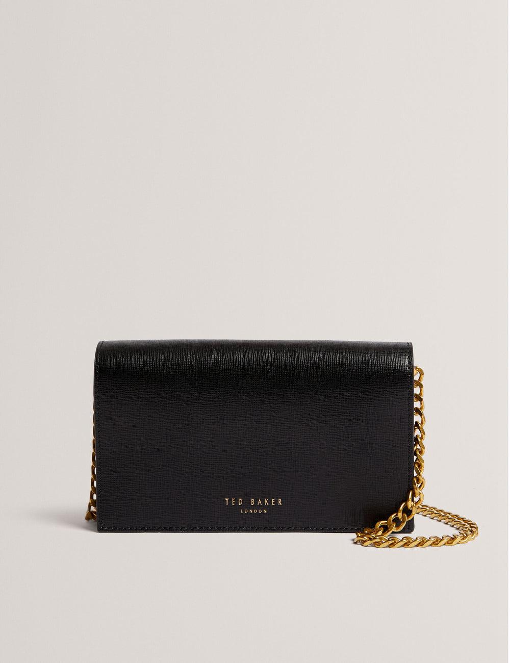 Black Ted Baker TABINA - Leather With Chain Crossbody Strap Women Purses | Ireland  4238-HZRDE