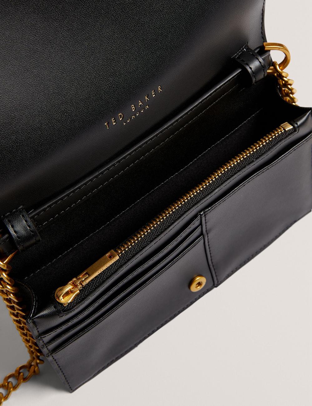 Black Ted Baker TABINA - Leather With Chain Crossbody Strap Women Purses | Ireland  4238-HZRDE