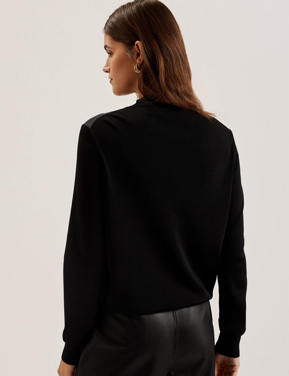 Black Ted Baker TABITHR - Printed Panel Long Sleeve Knit Women Tops | Ireland  4935-JQNDO
