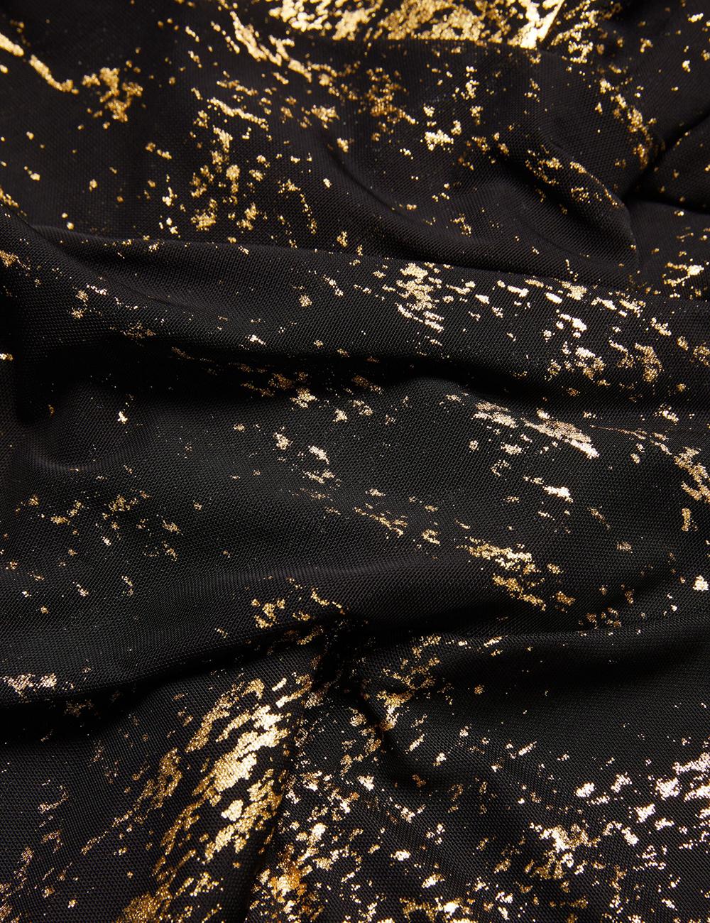 Black Ted Baker TALULAR - Bardot Foil Printed Mesh Women Tops | Ireland  6789-WNSAZ