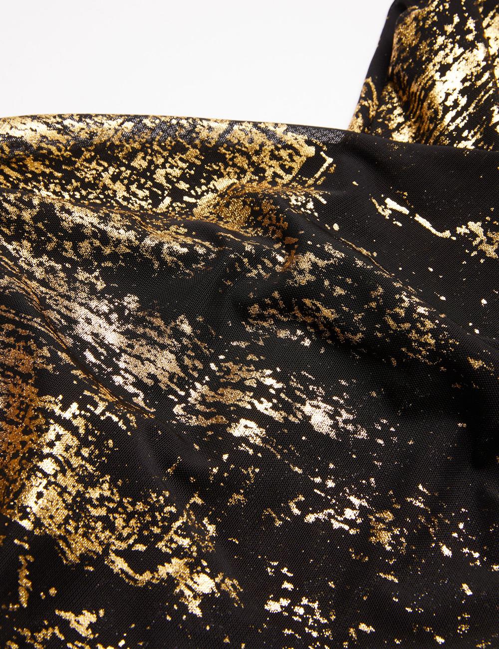 Black Ted Baker TALULAR - Bardot Foil Printed Mesh Women Tops | Ireland  6789-WNSAZ