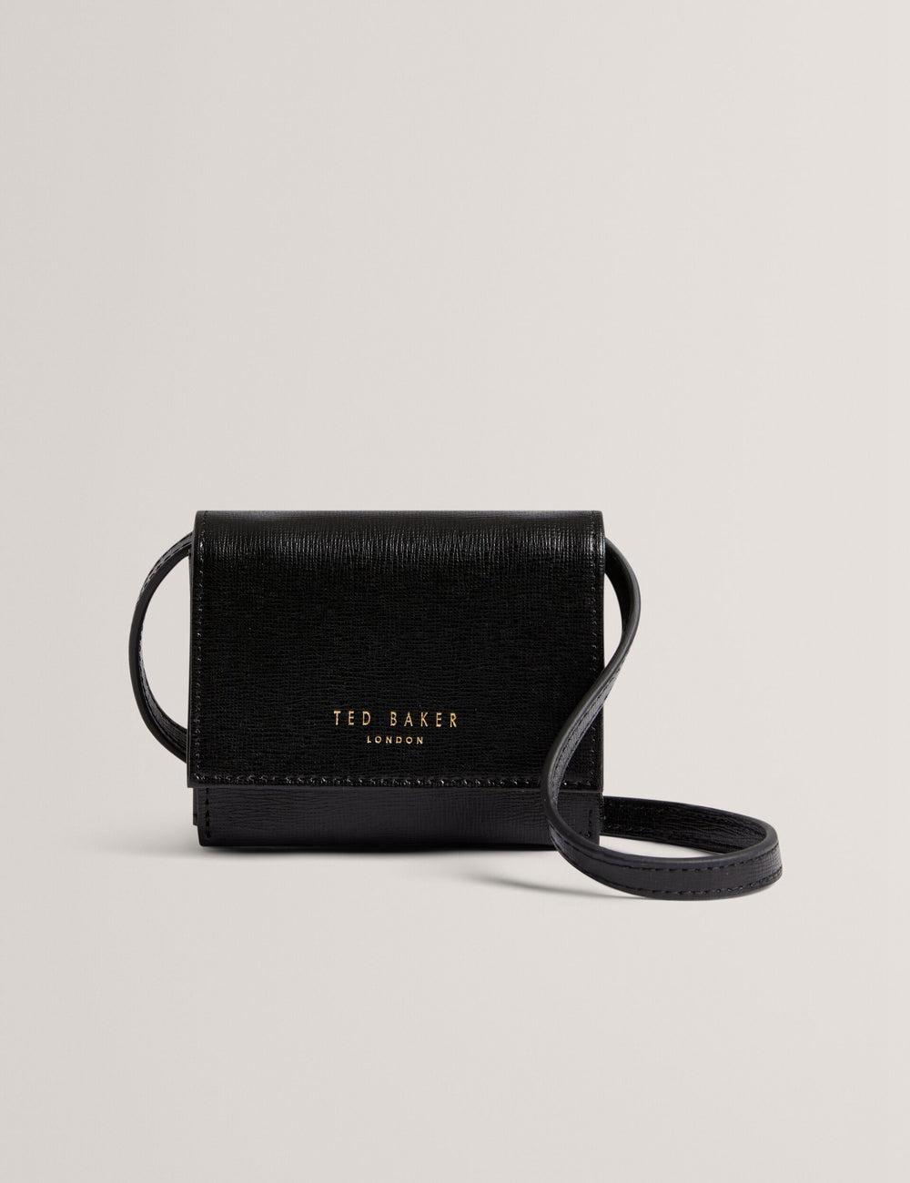 Black Ted Baker TAMZIEE - Leather Crossbody Card Holder Women Crossbody Bags | Ireland  0283-EANYL