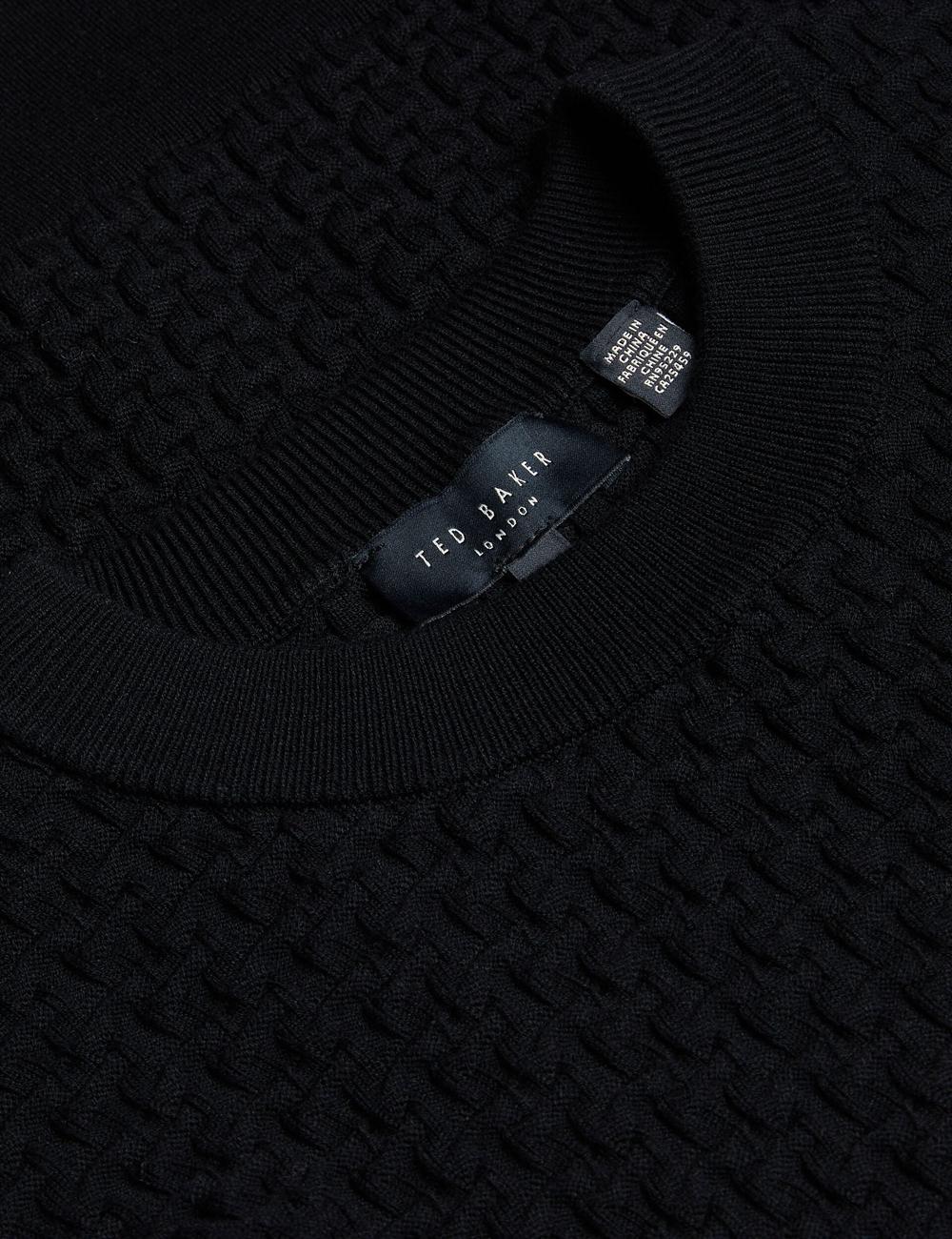 Black Ted Baker TEDTYY - Textured T Jacquard Knitted Women Jumpers | Ireland  9175-CPTZJ