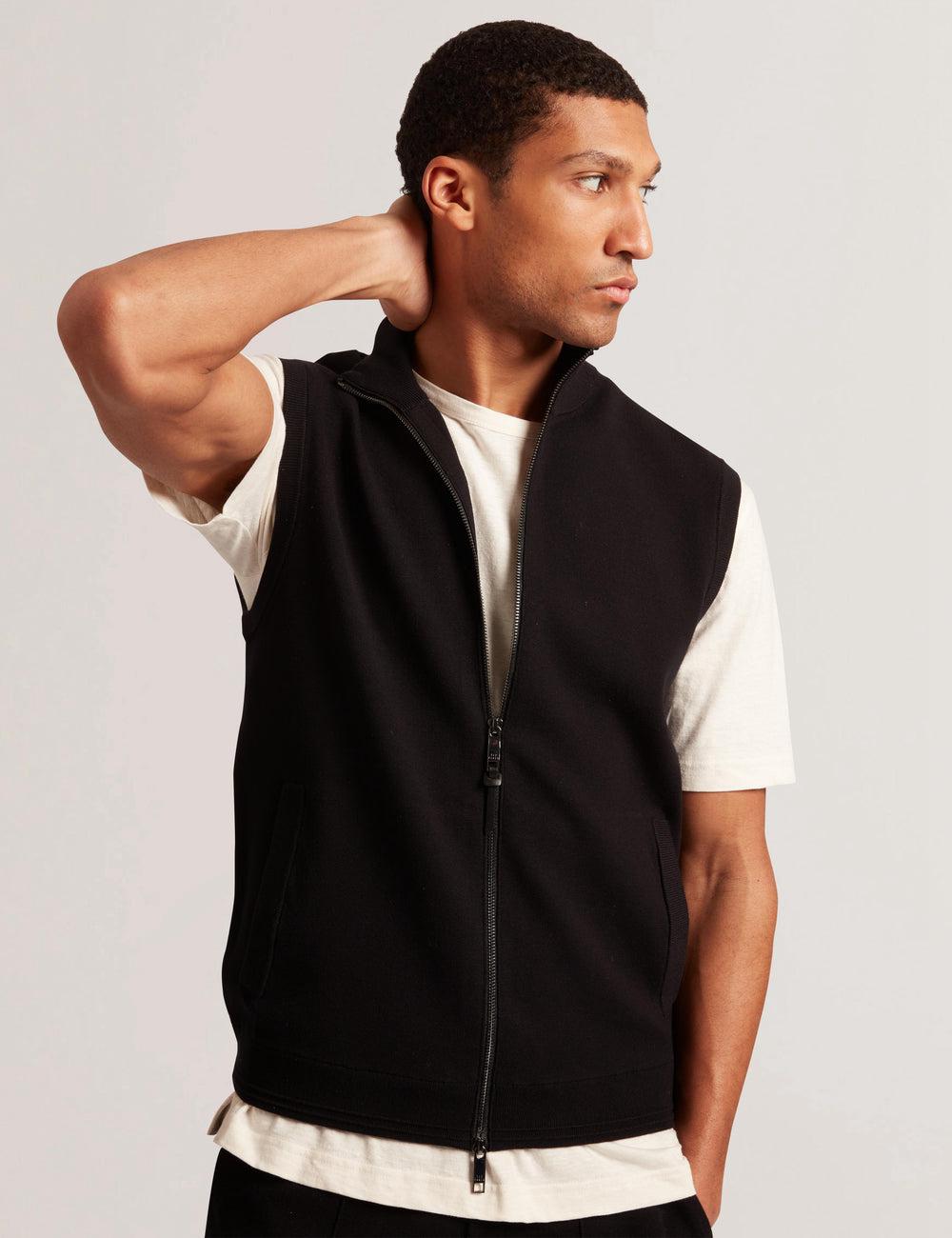 Black Ted Baker TERINCE - Zip-Through Funnel Neck Men Gillets | Ireland  7452-TCBGV