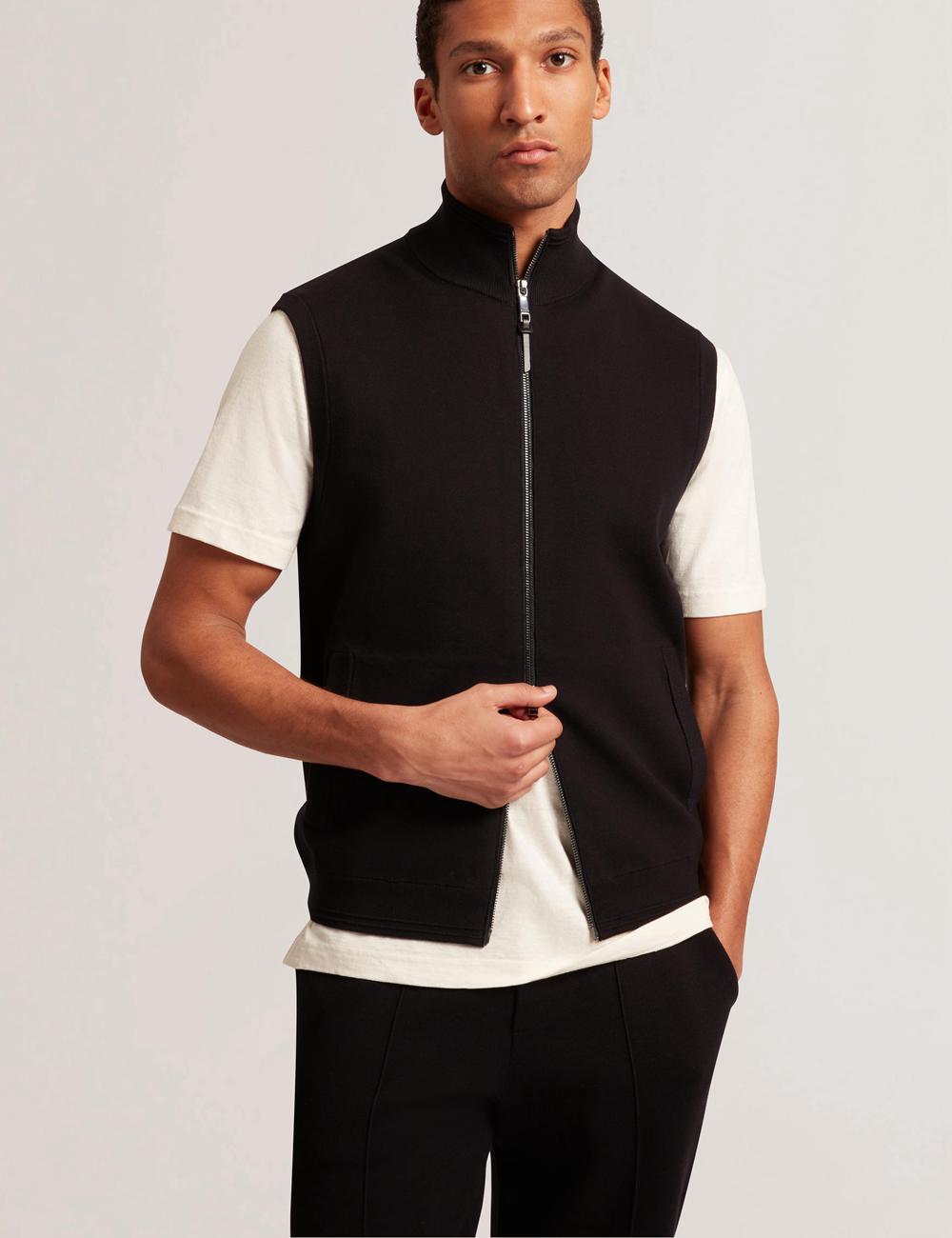 Black Ted Baker TERINCE - Zip-Through Funnel Neck Men Gillets | Ireland  7452-TCBGV