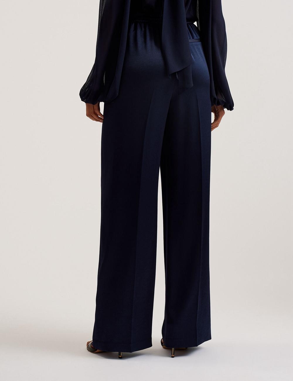 Black Ted Baker UMAIBO - Satin Wide Leg Drawstring Joggers Women Trousers | Ireland  9470-ZOQCT