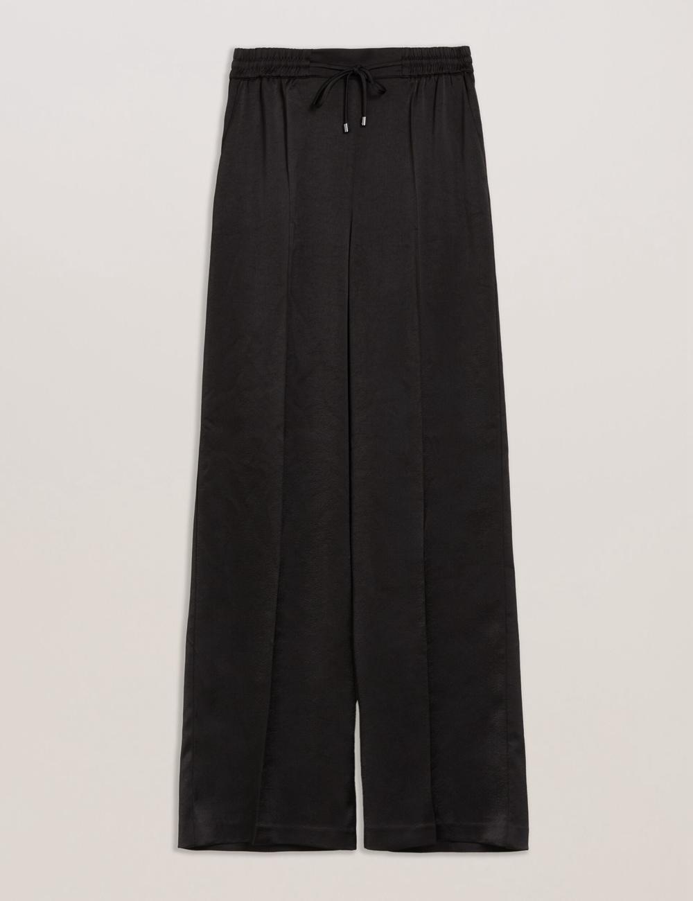 Black Ted Baker UMAIBO - Satin Wide Leg Drawstring Joggers Women Trousers | Ireland  9470-ZOQCT