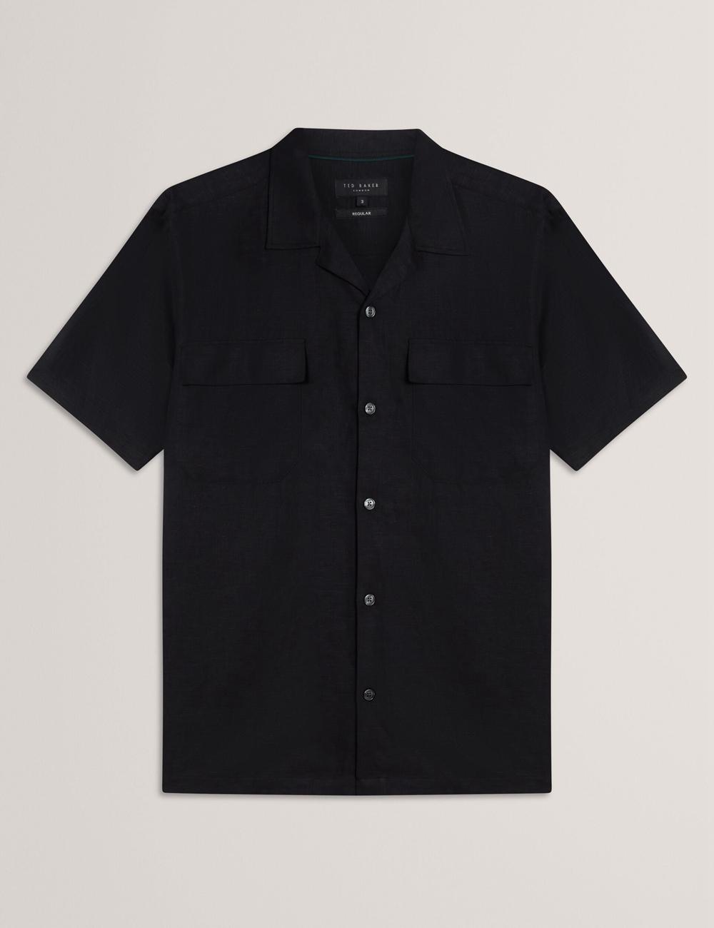 Black Ted Baker WHETHER - Short Sleeve Regular Fit Double Pocket Men Casual Shirts | Ireland  3478-GBEMJ