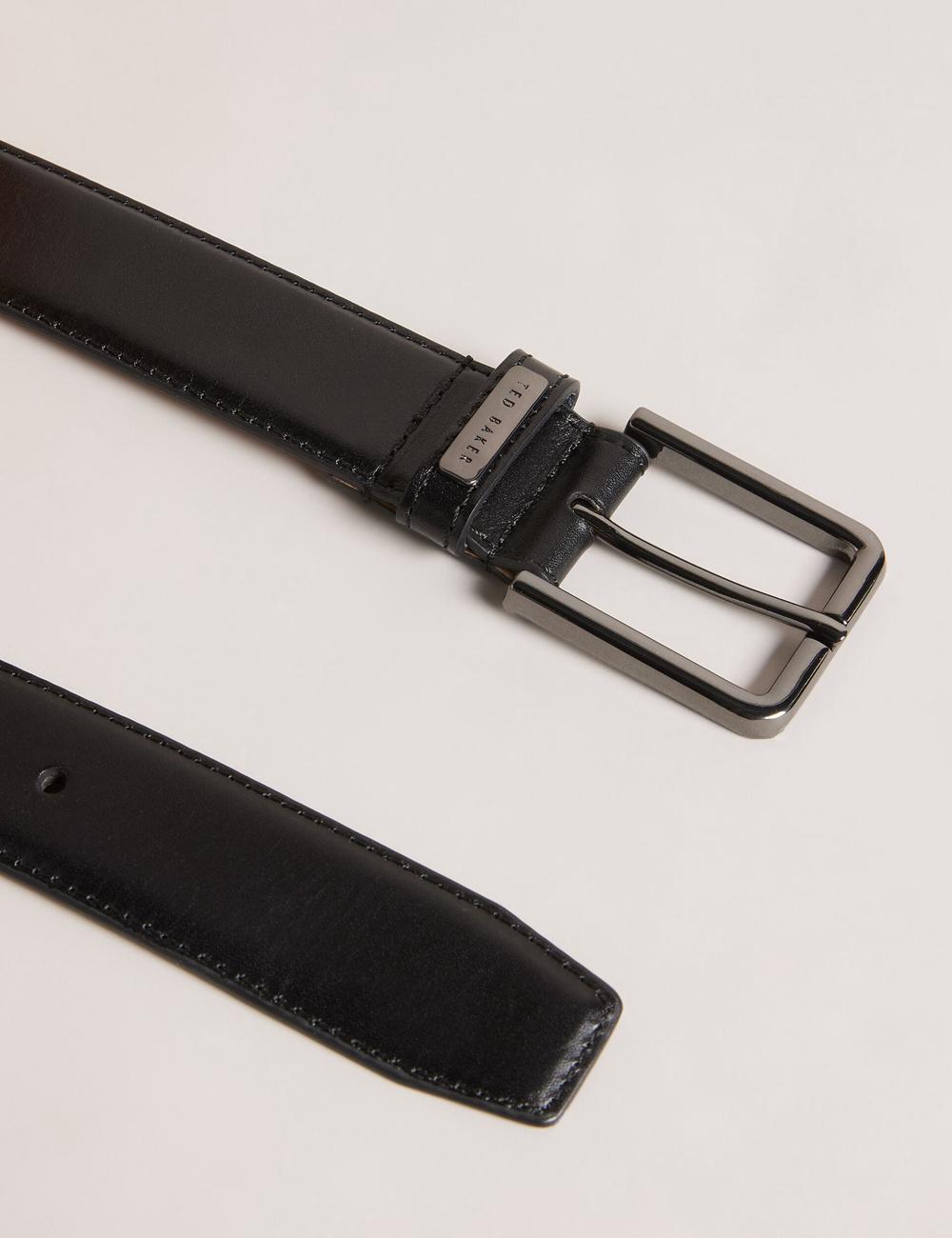 Black Ted Baker WIZERD | Ireland  Polished Leather With Logo Hardware Men Belts | Ireland  0281-ZSOAJ
