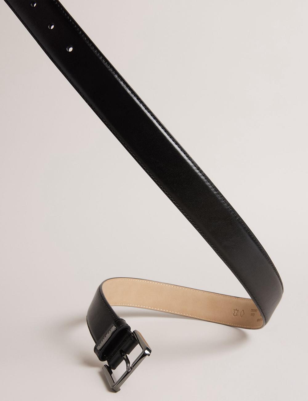 Black Ted Baker WIZERD | Ireland  Polished Leather With Logo Hardware Men Belts | Ireland  0281-ZSOAJ