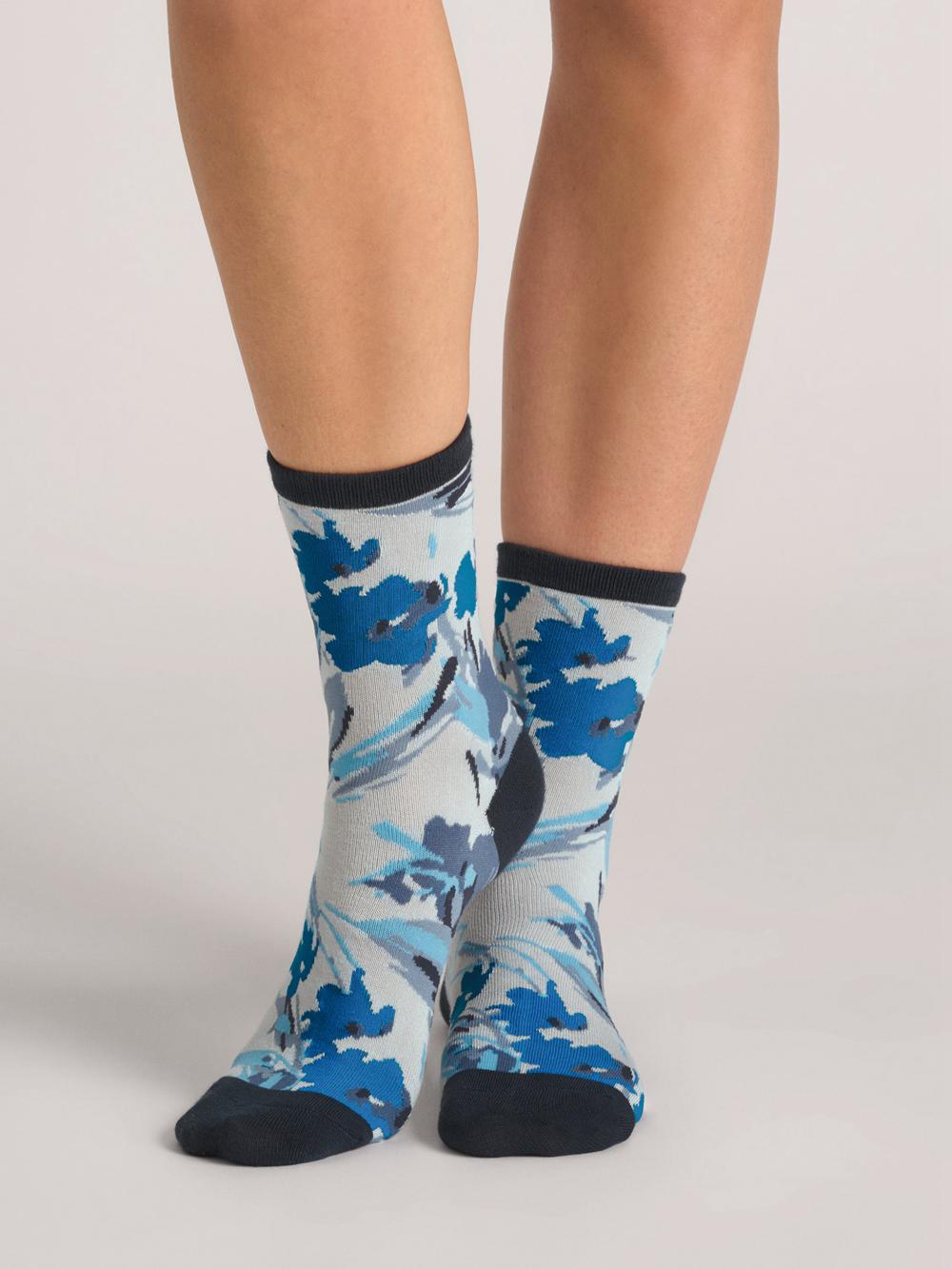 Blue Ted Baker 3 Pack Mixed Floral Rayon Crew Women Socks | Ireland  9207-GQTJZ