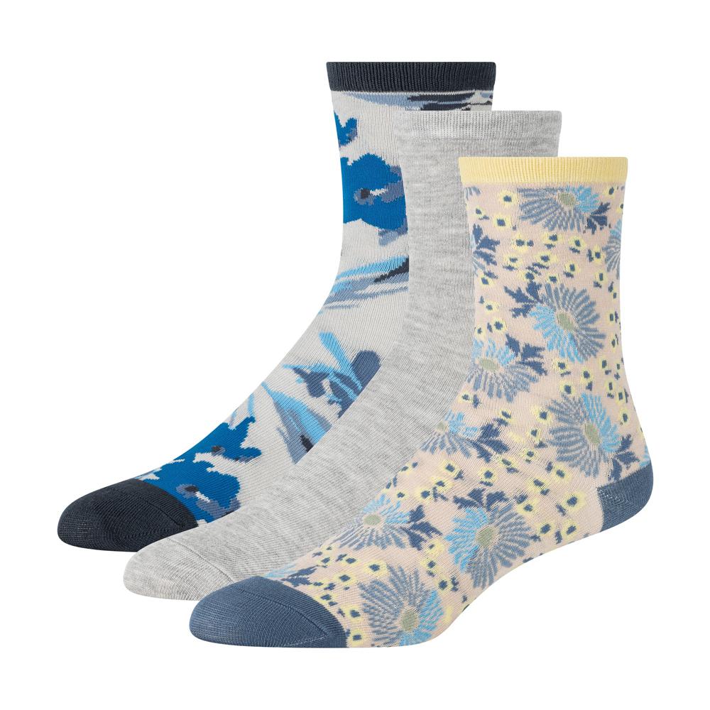 Blue Ted Baker 3 Pack Mixed Floral Rayon Crew Women Socks | Ireland  9207-GQTJZ