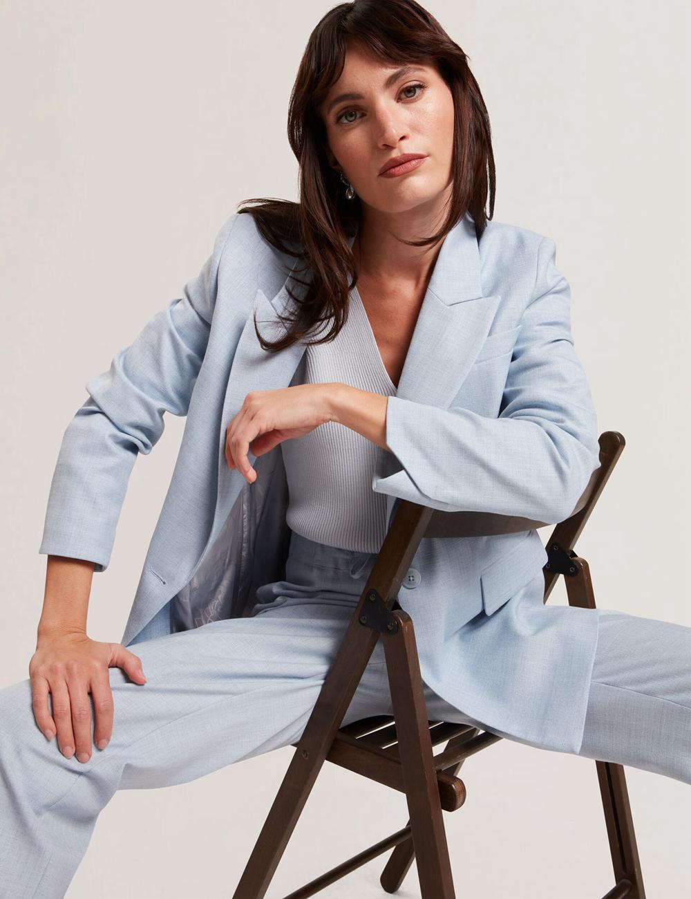 Blue Ted Baker CARNI - Relaxed Tailored Single Breasted Women Blazers | Ireland  5360-XDIHL