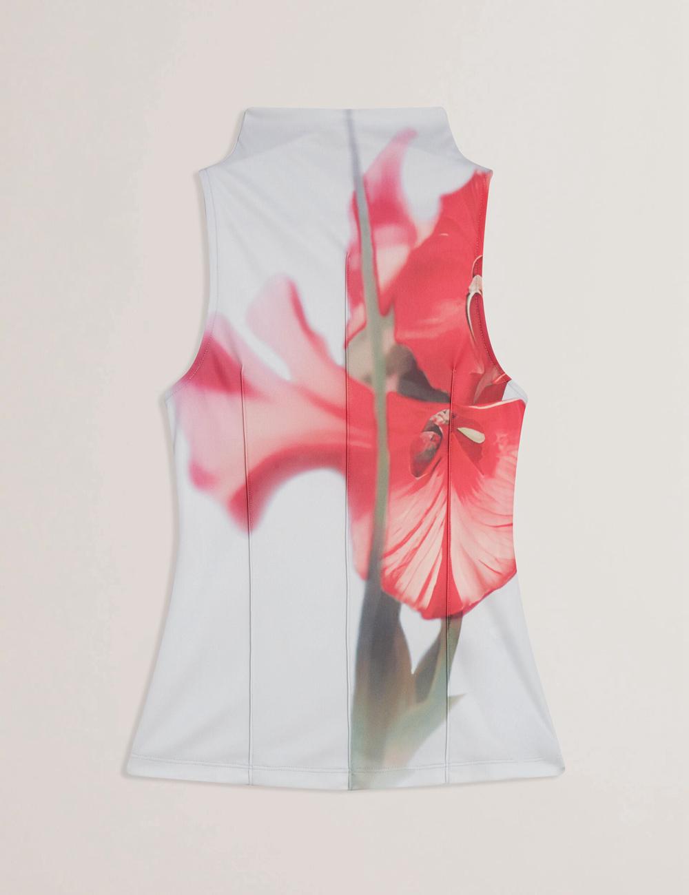 Blue Ted Baker HARPLNN - Floral High Neck Jersey Women Tank Tops | Ireland  5283-DUEYV